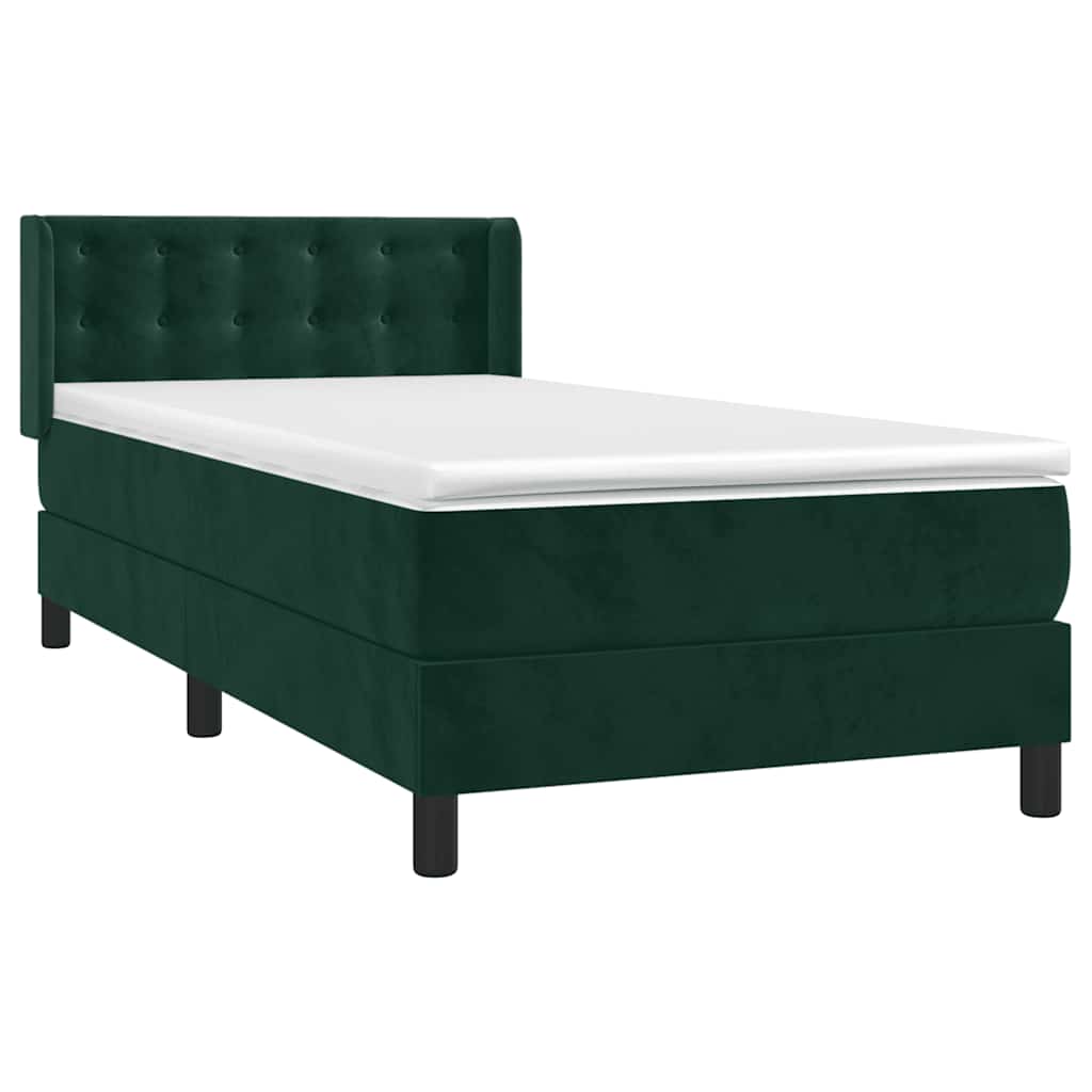 Thumbnail - vidaXL Boxspringbett mit Matratze Dunkelgrün 90x190 cm Samt
