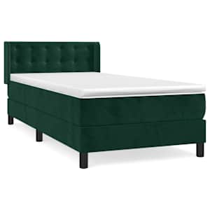 Box spring postel s matrací tmavě zelená 90x200 cm samet - obrázek 2