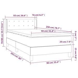 Box spring postel s matrací tmavě zelená 90x200 cm samet - obrázek 8
