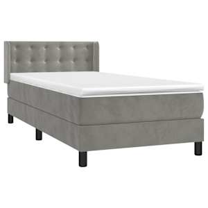 Box spring postel s matrací světle šedá 100x200 cm samet - obrázek 3