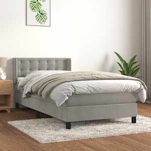 Box spring postel s matrací světle šedá 100x200 cm samet - obrázek 1