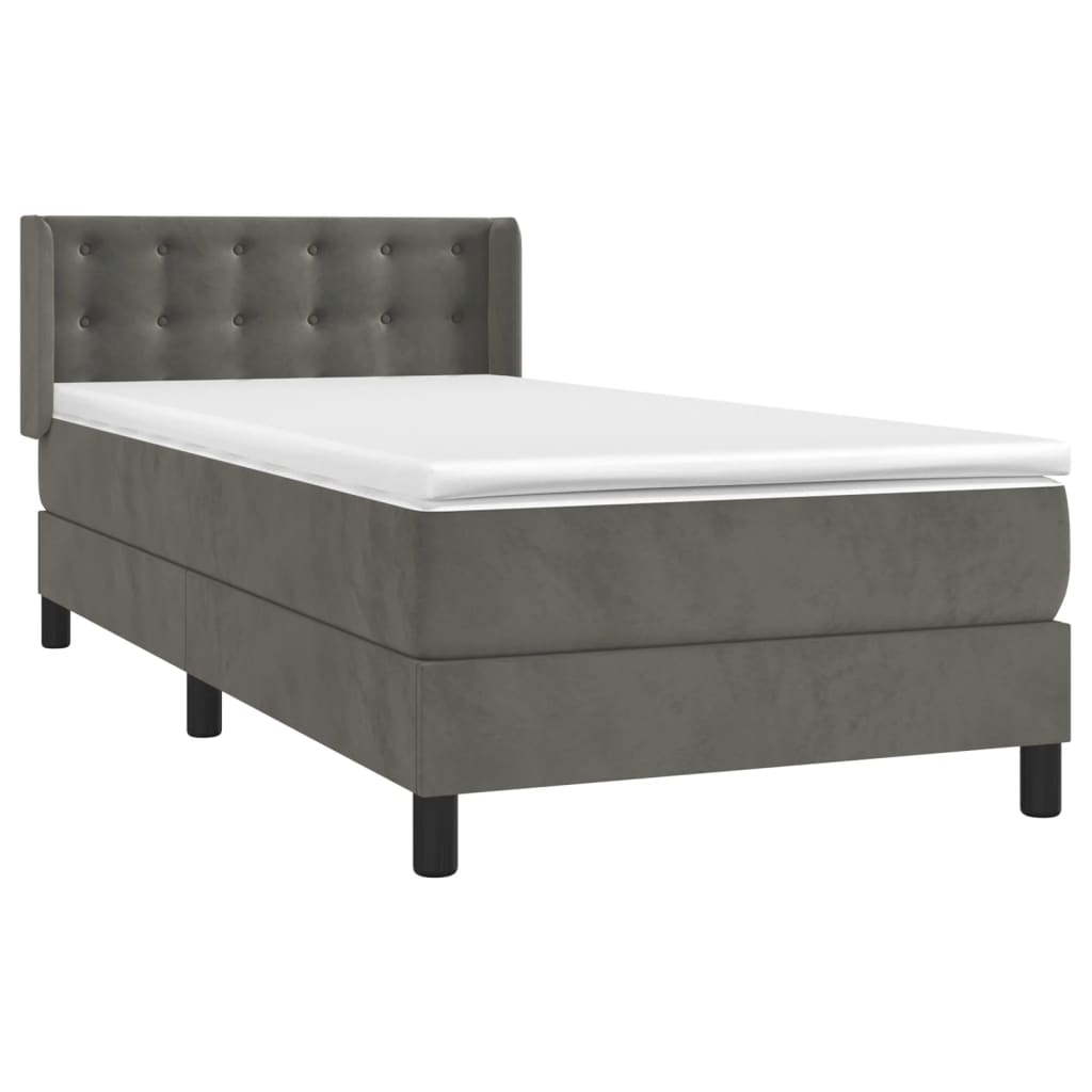 vidaXL Boxspring met matras fluweel donkergrijs 100x200 cm afbeelding