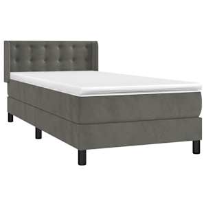 Box spring postel s matrací tmavě šedá 100x200 cm samet - obrázek 3