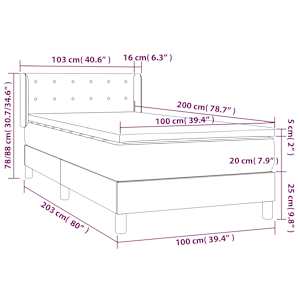 Box spring postel s matrací růžová 100x200 cm samet - obrázek 7