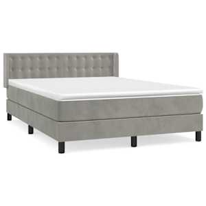 Box spring postel s matrací světle šedá 140x190 cm samet - obrázek 2