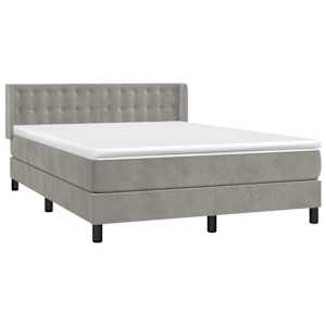 Box spring postel s matrací světle šedá 140x190 cm samet - obrázek 3