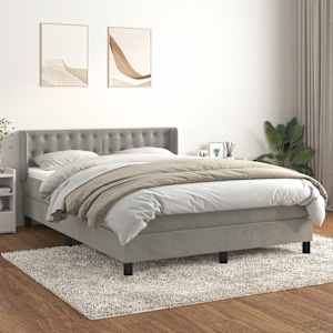 Box spring postel s matrací světle šedá 140x190 cm samet - obrázek 1