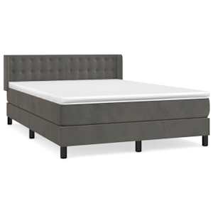 Box spring postel s matrací tmavě šedá 140x200 cm samet - obrázek 2