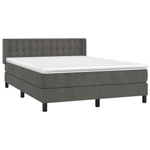 Box spring postel s matrací tmavě šedá 140x200 cm samet - obrázek 3