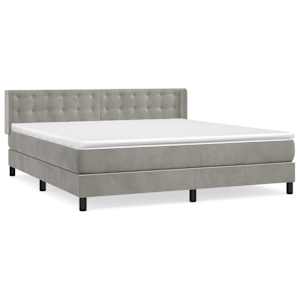 Box spring postel s matrací světle šedá 160x200 cm samet - obrázek 2