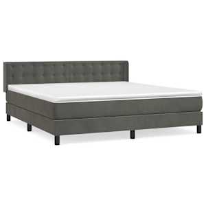 Box spring postel s matrací tmavě šedá 160x200 cm samet - obrázek 2
