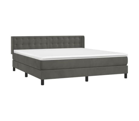 vidaXL Sommier &agrave; lattes de lit et matelas Gris fonc&eacute; 160x200cm Velours