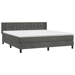 Box spring postel s matrací tmavě šedá 160x200 cm samet - obrázek 3