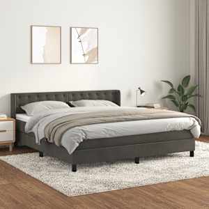 Box spring postel s matrací tmavě šedá 160x200 cm samet - obrázek 1