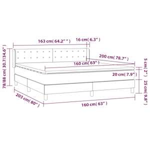 Box spring postel s matrací černá 160x200 cm samet - obrázek 7