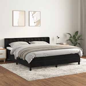 Box spring postel s matrací černá 160x200 cm samet - obrázek 1