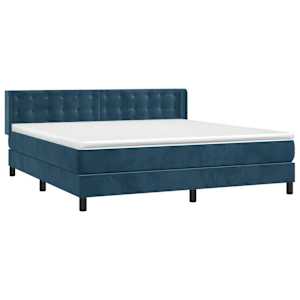 Box spring postel s matrací tmavě modrá 160x200 cm samet - obrázek 3