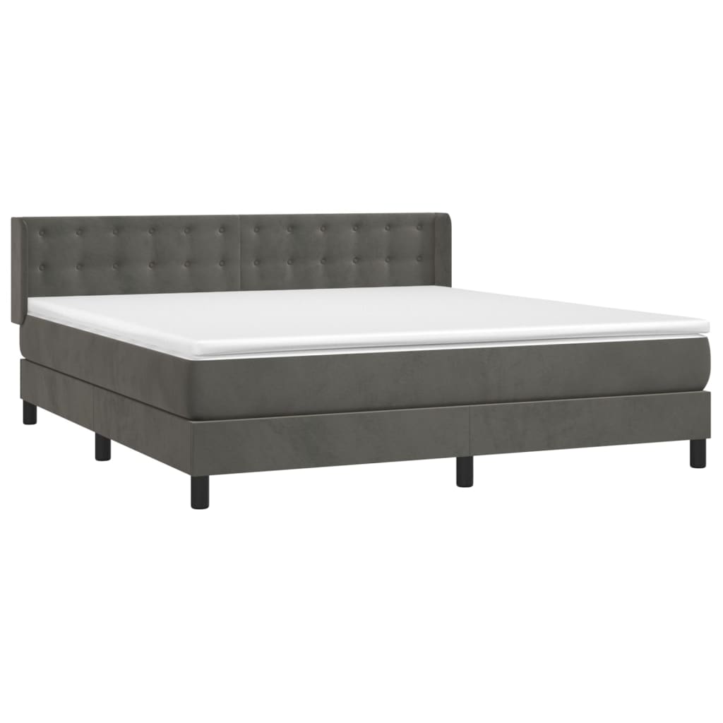 vidaXL Boxspring met matras fluweel donkergrijs 180x200 cm afbeelding