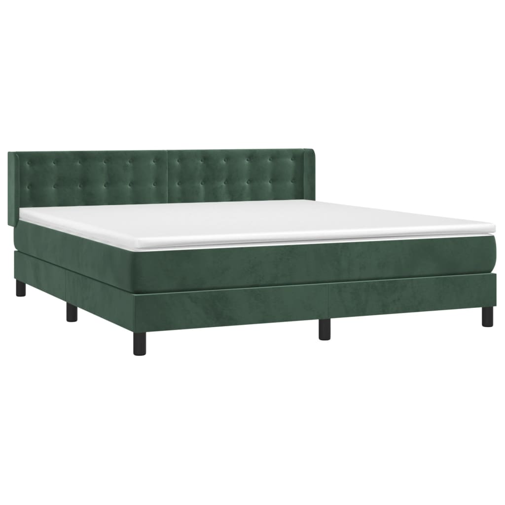 vidaXL Boxspring met matras fluweel donkergroen 180x200 cm afbeelding
