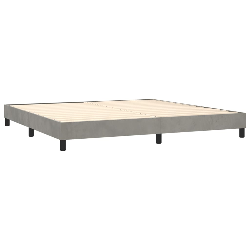 Box spring postelja z vzmetnico svetlo siva 200x200 cm žamet