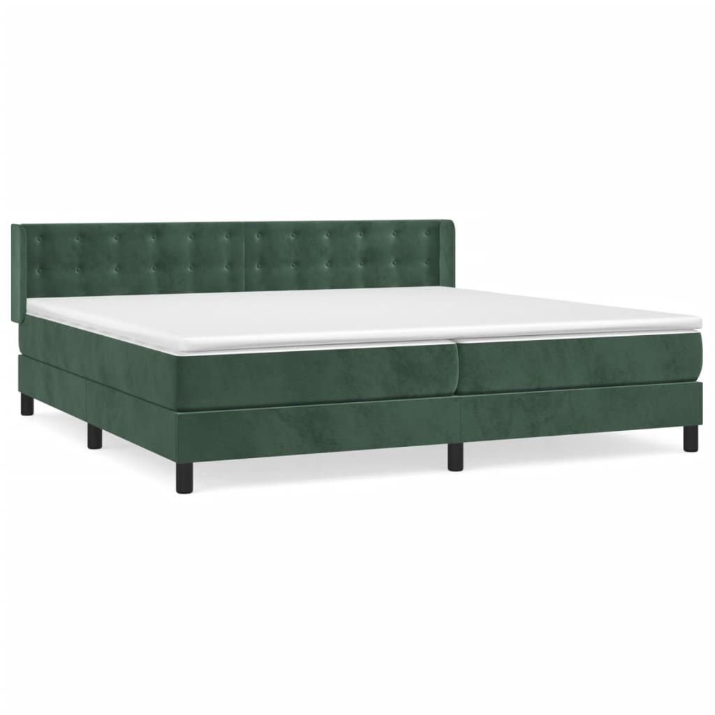 atsperu gulta ar matraci, tumši zaļš samts, 200x200 cm | Stepinfit.lv