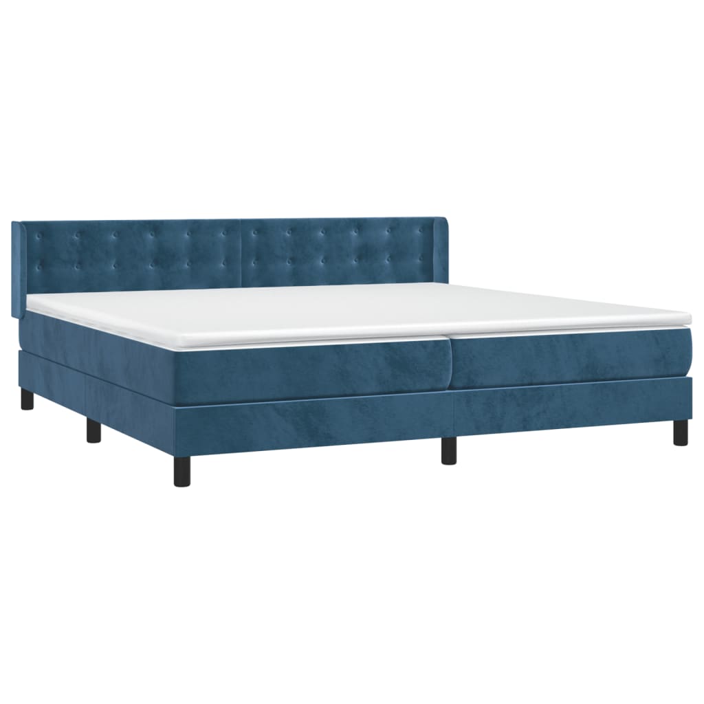 vidaXL Boxspring met matras fluweel donkerblauw 200x200 cm afbeelding