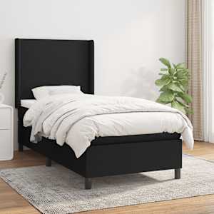 Box spring postel s matrací černá 80 x 200 cm textil - obrázek 1