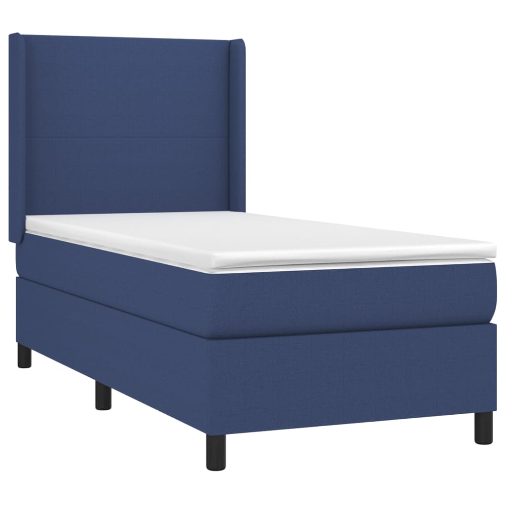 vidaXL Boxspring met matras stof blauw 80x200 cm afbeelding