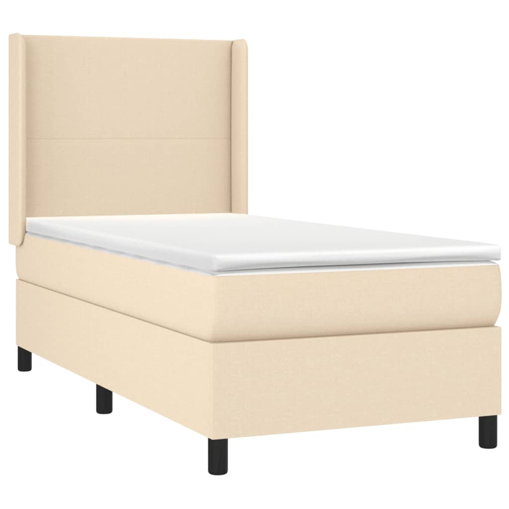 vidaXL Boxspring met matras stof crèmekleurig 90x190 cm afbeelding