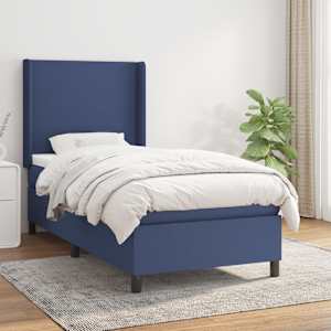 Box spring postel s matrací modrá 90x190 cm textil - obrázek 1
