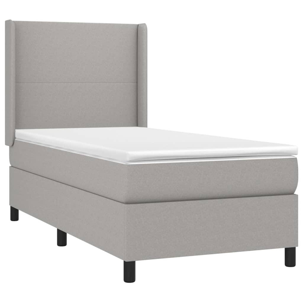 vidaXL Boxspring met matras stof lichtgrijs 90x200 cm afbeelding