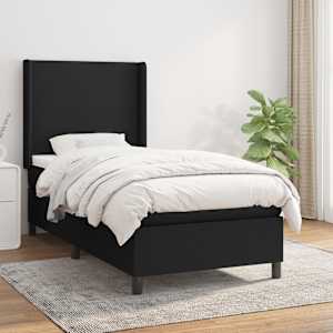 Box spring postelja z vzmetnico črna 90x200 cm blago