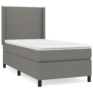 Box spring postel s matrací tmavě šedá 100 x 200 cm textil - obrázek 2
