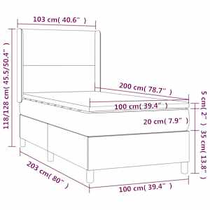 Box spring postel s matrací tmavě šedá 100 x 200 cm textil - obrázek 7
