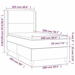 Box spring postel s matrací krémová 100 x 200 cm textil - obrázek 7