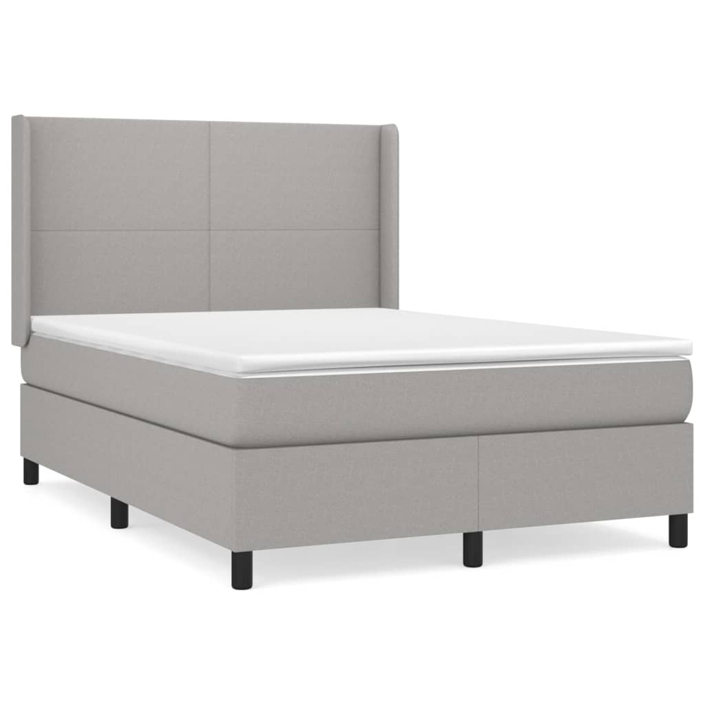 vidaXL Box spring posteljni z vzmetnico svetlo siv 140x190 cm blago