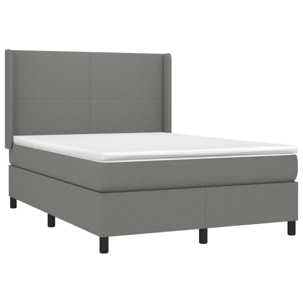 vidaXL Boxspring met matras stof donkergrijs 140x190 cm afbeelding