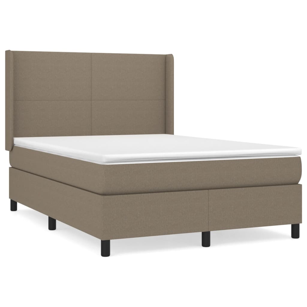 vidaXL Box spring postelja z vzmetnico taupe 140x190 cm blago