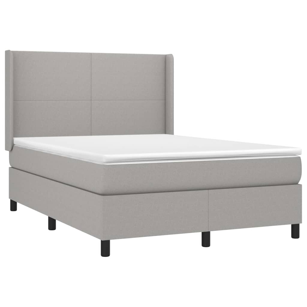 vidaXL Boxspring met matras stof lichtgrijs 140x200 cm afbeelding
