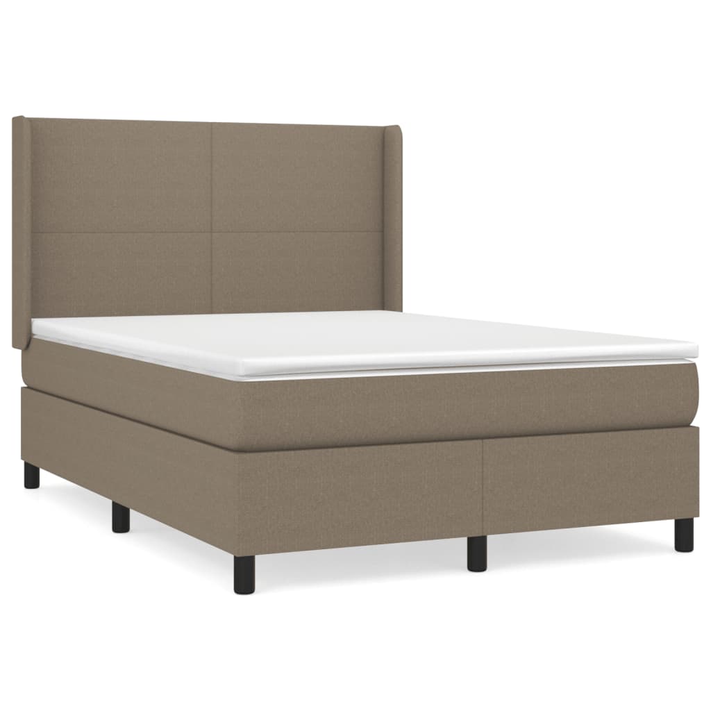 vidaXL Box spring postelja z vzmetnico taupe 140x200 cm blago