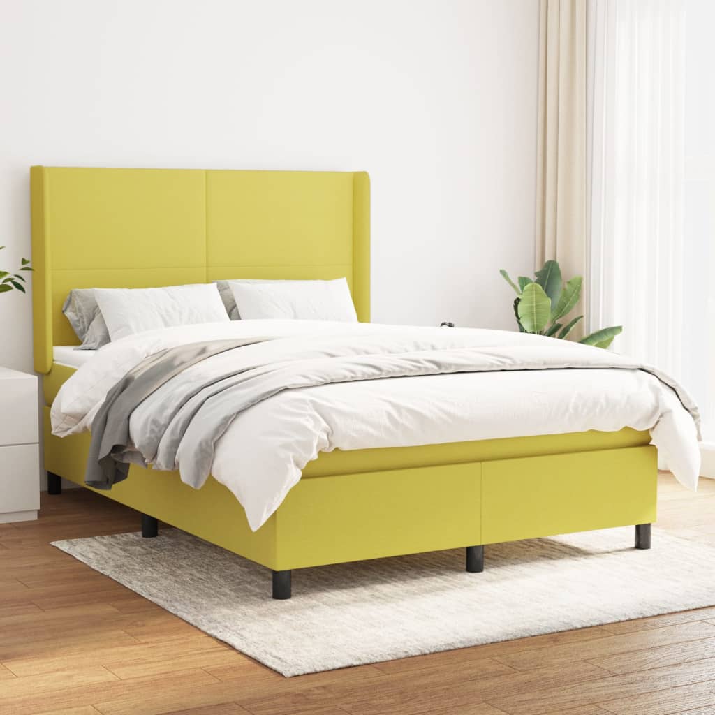 vidaXL Box spring postel s matrací zelená 140 x 200 cm textil