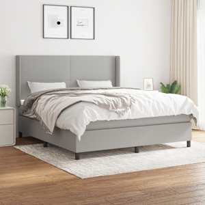 Box spring postel s matrací světle šedá 160 x 200 cm textil - obrázek 1