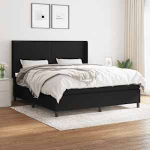 Box spring postel s matrací černá 160x200 cm textil - obrázek 1