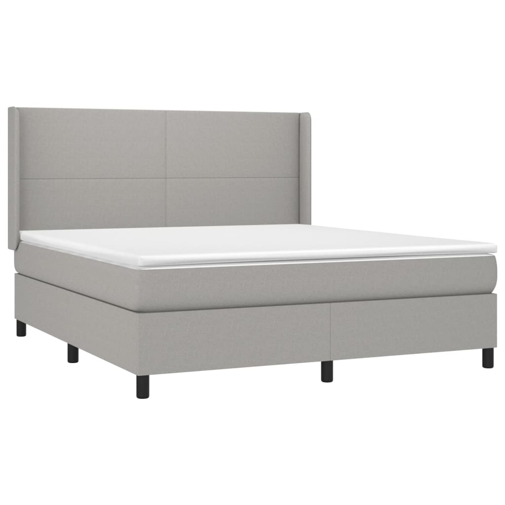 vidaXL Boxspring met matras stof lichtgrijs 180x200 cm afbeelding