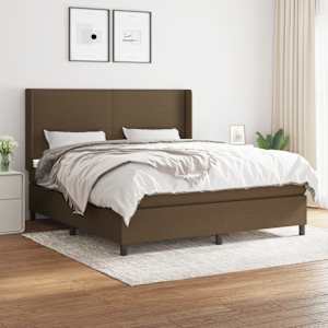 Box spring postel s matrací tmavě hnědá 180x200 cm textil - obrázek 1