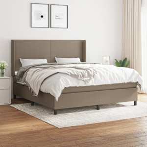 Box spring postel s matrací taupe 180x200 cm textil - obrázek 1