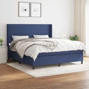 Box spring postel s matrací modrá 180x200 cm textil - obrázek 1