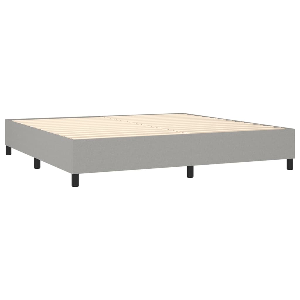 atsperu gulta ar matraci, gaiši pelēka audums, 200x200cm | Stepinfit.lv