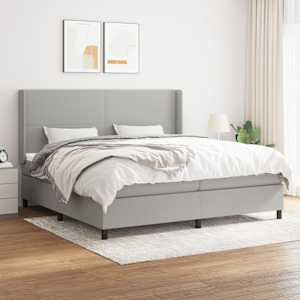 Box spring postel s matrací světle šedá 200 x 200 cm textil - obrázek 1