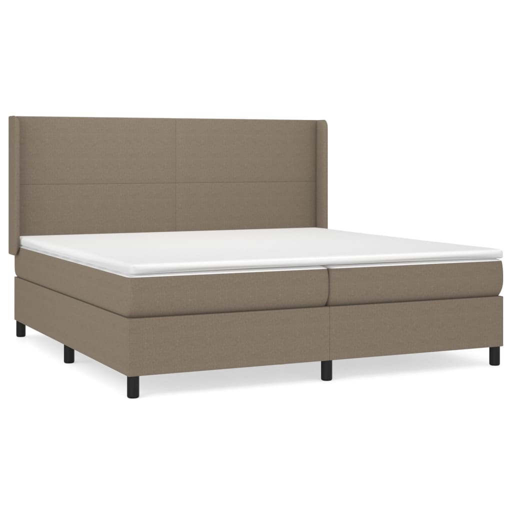 vidaXL Box spring postelja z vzmetnico taupe 200x200 cm blago